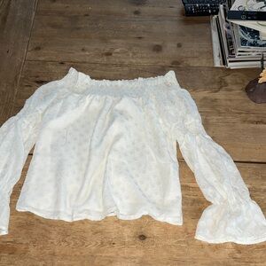 Blue Rain White Off-Shoulder Blouse